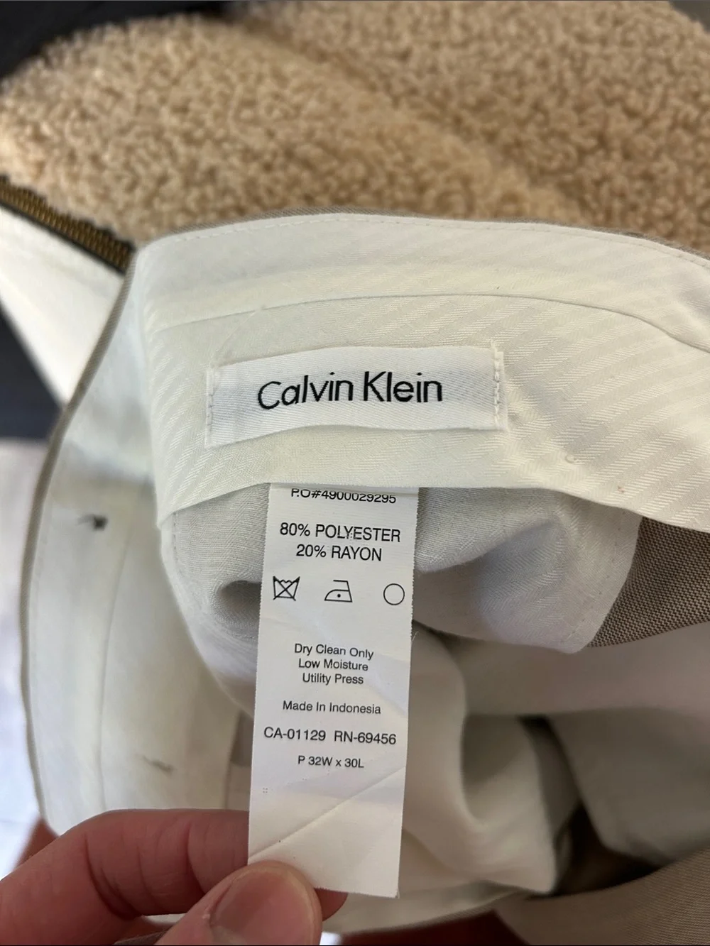 Calvin Klein Men's Light Beige Dress Pants